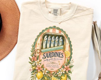 Comfort Colors Sardines Shirt Vintage Coastal Graphic Tee Cute Foodie Gift