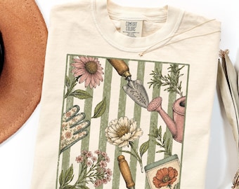 Comfort Colors Gardening Shirt Gift, Vintage Botanical Garden Lover Sweatshirt