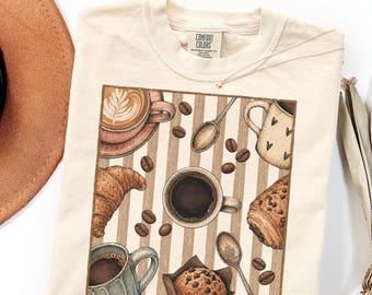 Comfort Colors Coffee Shirt Gift, Vintage Café Lover Tee or Sweatshirt
