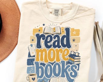 Comfort Colors Read More Books T-Shirt Book Lover Gifts, Trendy Stripes Bookish Graphic Tee