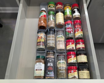3D Printed Flat Spice Drawer Organizer Insert: Modular and Ultra-Low-Profile Design