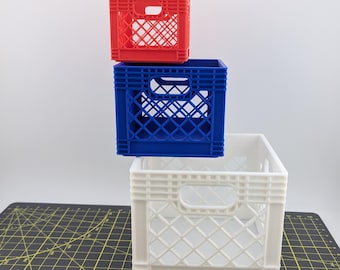 Scaled Mini Milk Crate Organizer | Stackable Storage Container | Dollhouse Miniature