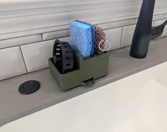 3D Printed Sink Caddy: Dual Sponge & Stopper Organizer