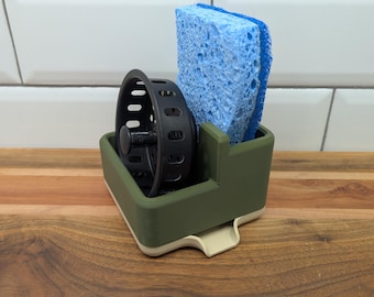 Modern 2-Tone 3D Printed Sink Caddy: Sponge & Stopper Organizer