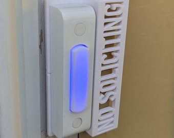 Offset No Soliciting Doorbell Sign | Surface Mount | Removable - No Glue or Stickers