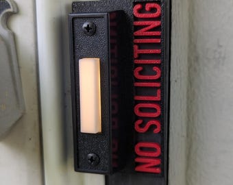 No Soliciting Doorbell Sign | Surface Mount | Removable - No Glue or Stickers