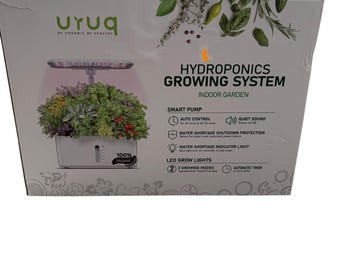 Sistema de cultivo hidropónico URUQ de 8 cápsulas para jardín interior con luz LED ajustable, color blanco.