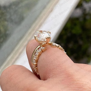 4 CT Oval Cut Moissanite Engagement Ring Set Oval Bridal Ring Set 14K Gold Wedding Ring Set Anniversary Ring Set For Women