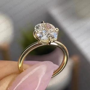 3 CT Elongated Cushion Cut Moissanite Ring in Solid Yellow Gold Compass Prong Set Ring Solitaire Cushion Cut Engagement Ring Wedding Ring