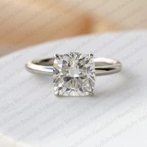 3 CT Cushion Cut Moissanite Engagement Ring, 14K White Gold Ring, Wedding Ring, Hidden Halo Ring, Proposal And Anniversary Gift For Women
