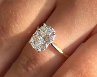 3 CT Elongated Cushion Cut Moissanite Engagement Ring 14K Gold Wedding Ring For Women Anniversary Gift For Her Promise Ring Solitaire Ring