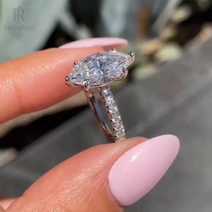 3 CT Marquise Cut Moissanite Diamond Ring Marquise Diamond Engagement Ring 14K Gold Wedding Ring For Women Marquise Diamond Ring