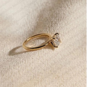 2 CT Cushion Cut Moissanite Diamond Ring Cushion Solitaire Engagement Ring Hidden Halo Ring 14K Gold Wedding Ring For Women Anniversary Gift