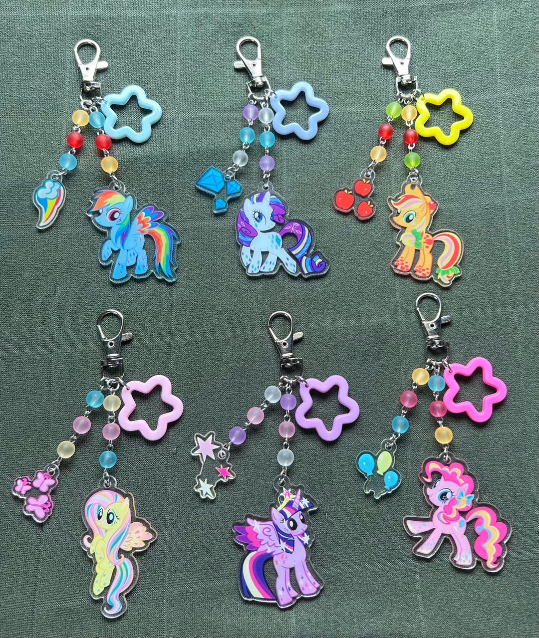 Acrylic My Little Pony Mlp Character Beaded Charm Keychains - Etsy