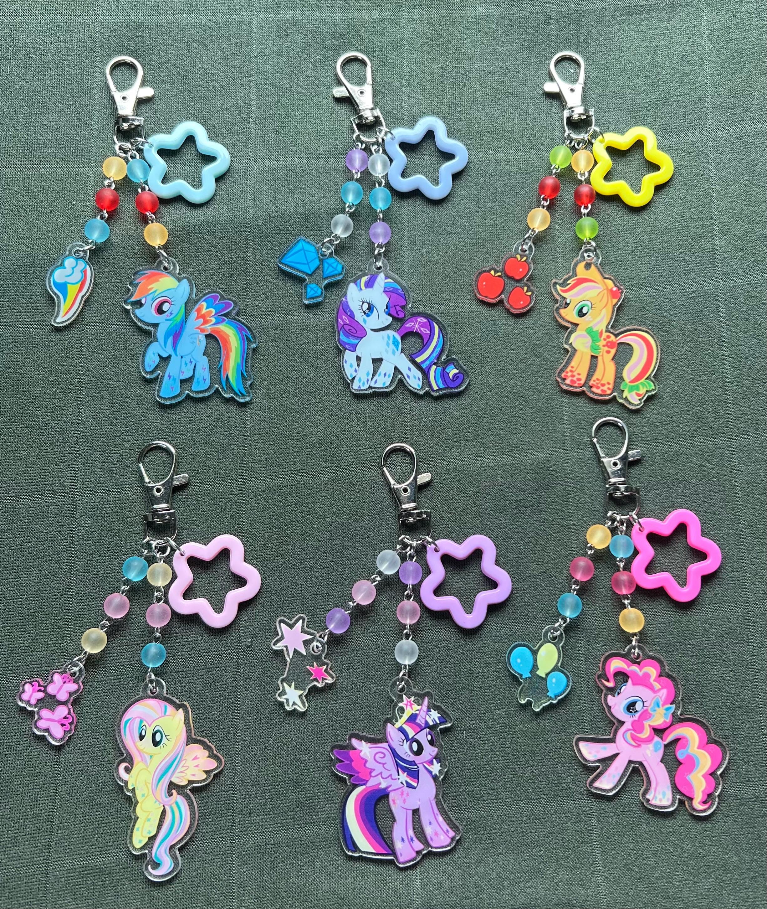 Mlp Key Rings Acrylic My Little Pony Mlp Character Beaded Charm Keychains - Etsy