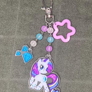 acrylic My Little Pony mlp character beaded charm keychains rarity