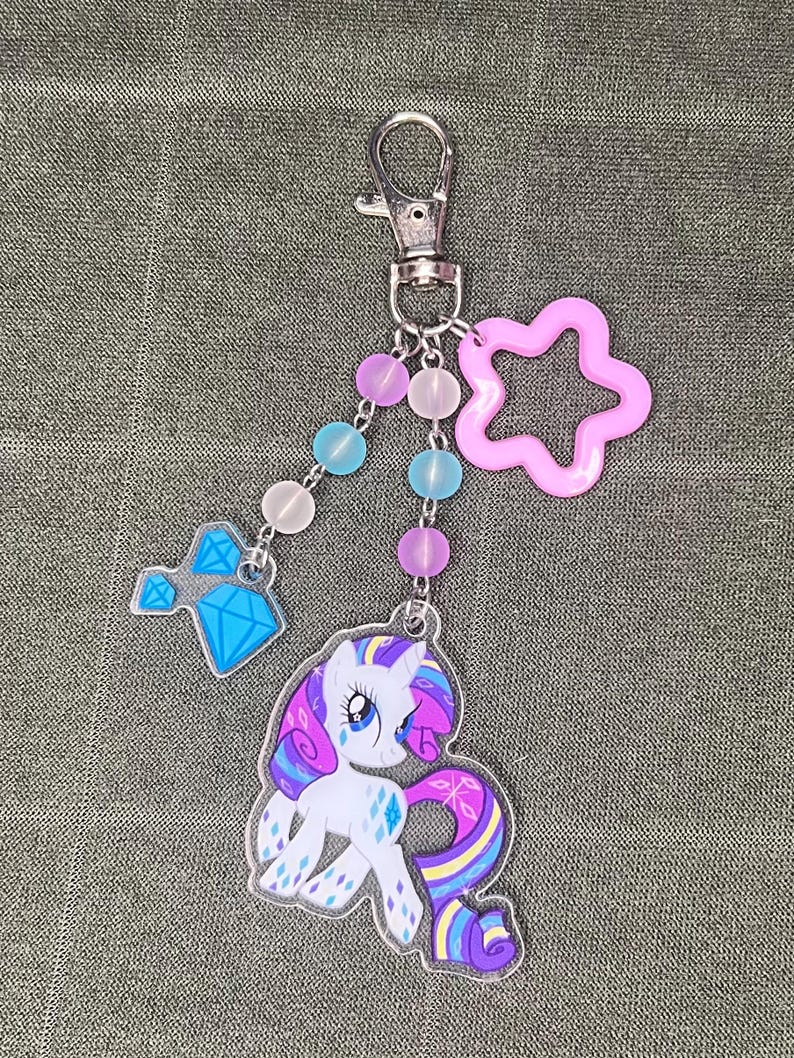 acrylic My Little Pony mlp character beaded charm keychains rarity