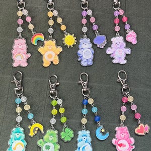 Care Bears acrylic beaded keychains
