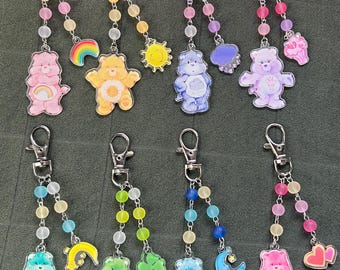 Care Bears acrylic beaded keychains