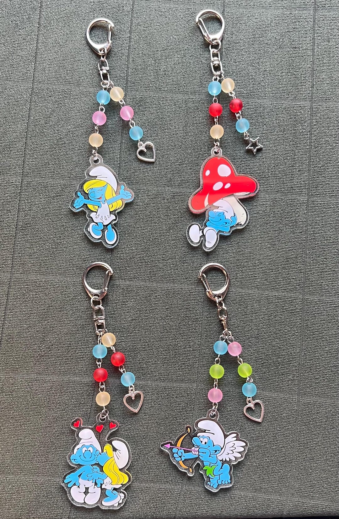 Smurfs & Smurfette Cartoon Character Acrylic Beaded Keychains - Etsy ...