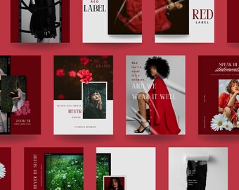 Red & Black Instagram Templates: Editorial Canva Social Media Pack (Digital Download))