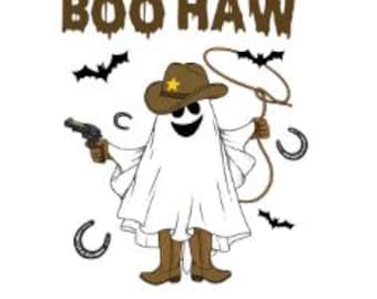 Boo Haw PNG – Sublimación de Halloween con fantasma vaquero – Diseño de camiseta de otoño del oeste