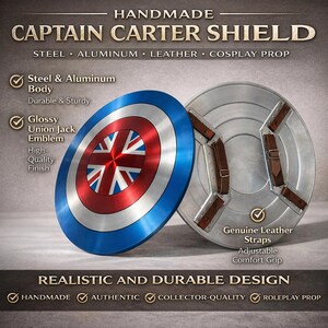 Captain Carter Shield Replica – Union Jack Metal Steel Cosplay Prop Armor image 2