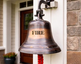 Vintage Fire Bell 6" Solid Brass Nautical Ship Bell with Rope Lanyard Maritime Decor