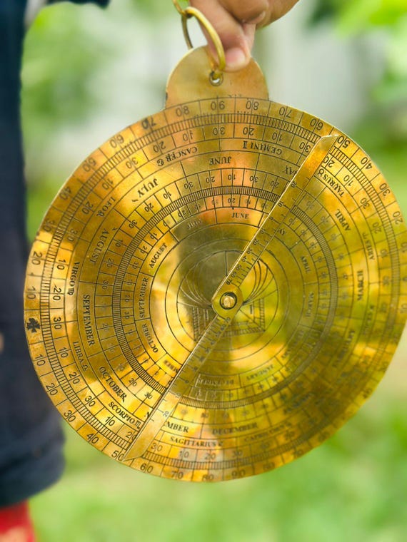 7''Antique Brass Astrolabe Vintage Navigation Instrument Star Observation Device
