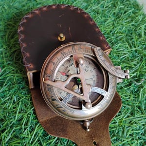 Personalized Brass Compass for Son – Engraved Gift from Dad or Mom – Vintage Nautical Compass with Leather Case – Graduation Gift Idea