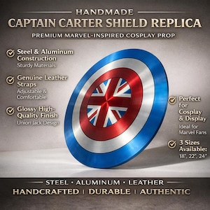Captain Carter Shield Replica – Union Jack Metal Steel Cosplay Prop Armor image 3