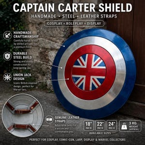 Captain Carter Shield Replica – Union Jack Metal Steel Cosplay Prop Armor image 5