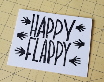 Happy Flappy Neurodiversity Lino Print Card