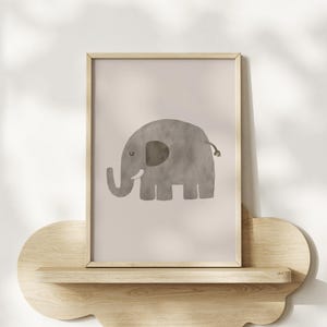 Baby Elephant Nursery Print, Minimalist Elephant WallArt, Neutral Baby Room Decor, Animal Poster for Kids Room, Digital Download Nursery Art