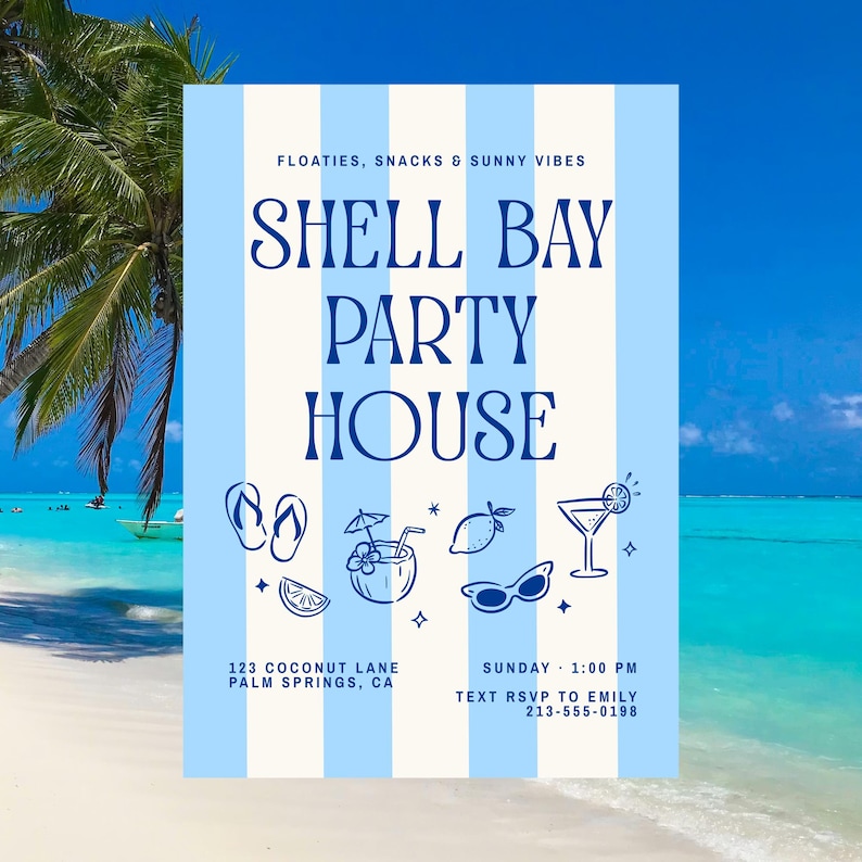 Summer Clipart Bundle, Coastal Beach SVG PNG, Hand Drawn Pool Party Icons, Canva Elements, Vacation Doodles, Whimsical Beach Summer Icons image 7