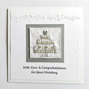 Handmade Wedding Card with Beaded, Wedding Cake, Motif.