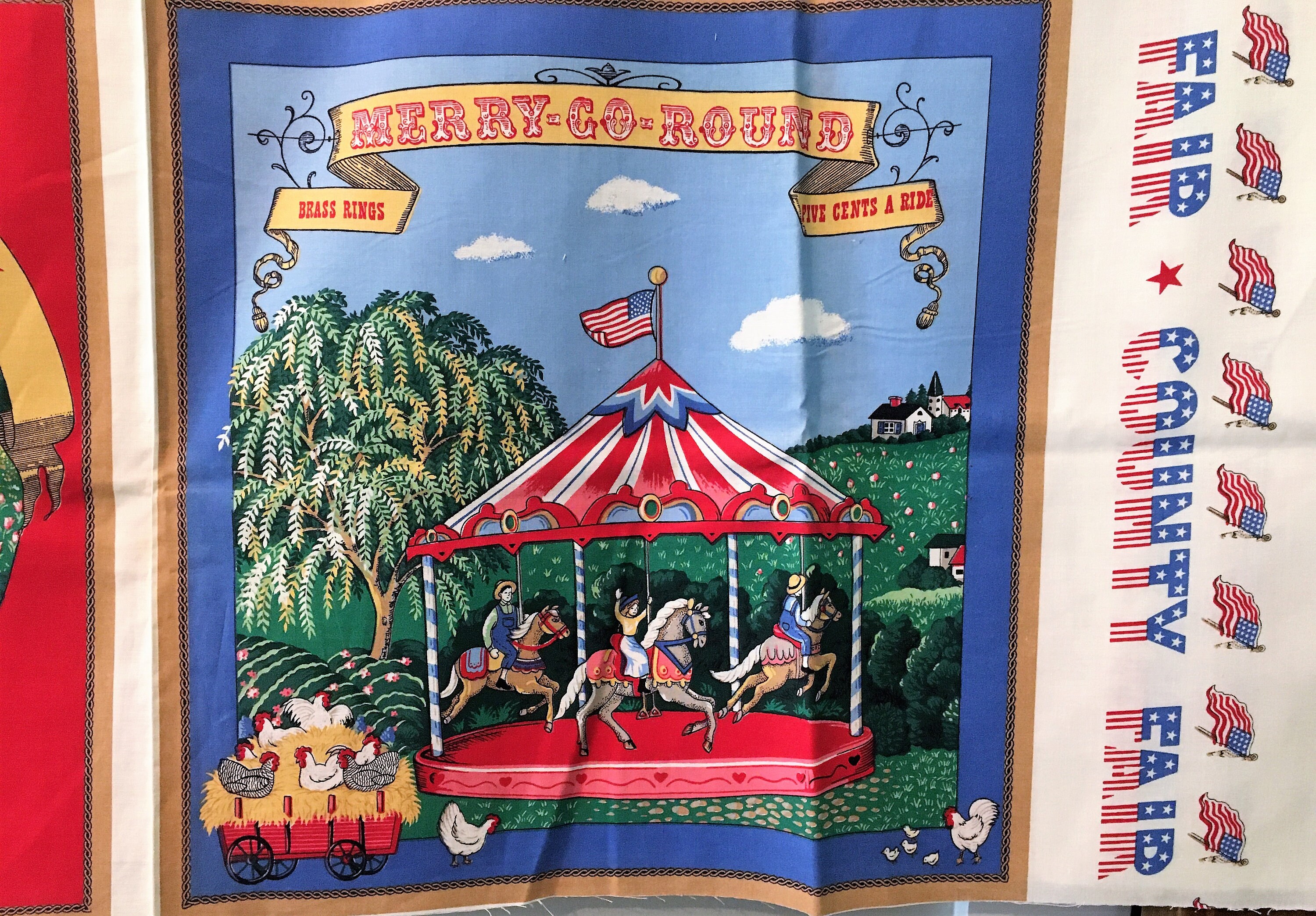 Vintage County Fair Fabric Pillow Squares Panel Quilt Show Etsy UK