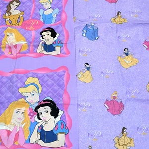 Vintage Disney Princess Fabric Pick Options All Over Glitter Sparkle #5714 by Yard, Pillow Quilt Panel Squares #5717 by 2 Squares RARE OOP