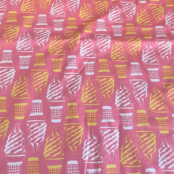 Coral Pink Ice Cream Soft Serve Twist Cone Fabric Asbury Summer at the Jersey Shore Motif Quilting Cotton 2012 OOP Andover Knaur