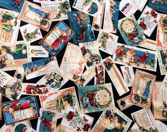 Nostalgic Christmas Fabric Victorian Postcard Santa Children Cotton Antique Emporium Wilmington OOP FQ, 1/2 yd, Yard