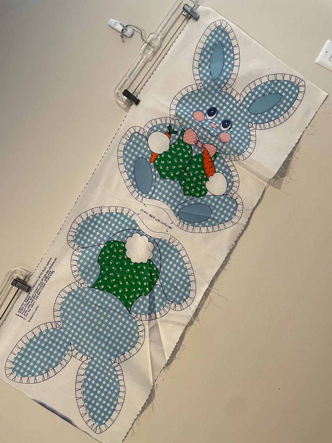 Blue easter bunny egg french knot girl gingham seersucker bubble main image 1