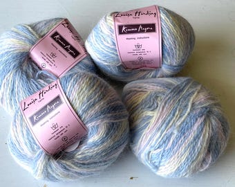 Louisa Harding Yarn KIMONO ANGORA 4 Balls Knit Crochet Color 10 Baby Colors Blue Pink Yellow variegated 25 gram 125 Yard Each
