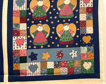 Vintage Angels Little Quilts Panel Mini Quilt & Pillow Craft Fabri Quilt Doll Patchwork Cheater Quilt Top Child's Quilt Top