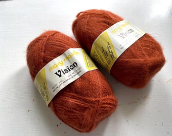 Vintage VISION 100% Orlon Acrylic Rust, Terracotta Yarn Mary Maxim Made in USA 2 Skeins each 2 oz Crochet, Knit