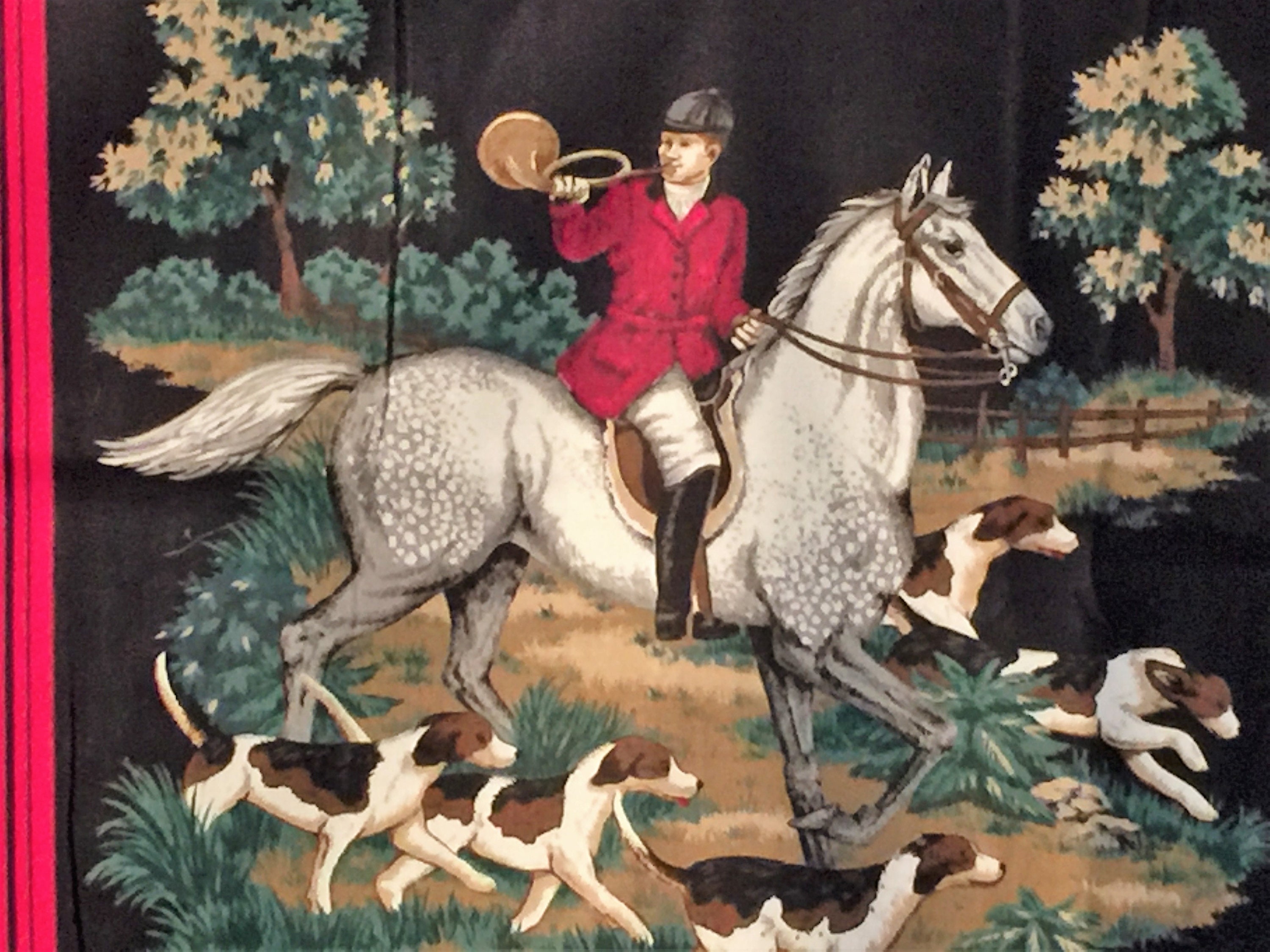 Fox Hunt Fabric Panel Dogs Horses Equestrian Sporting Dogs Fox Etsy