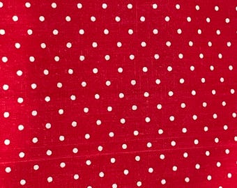 Vintage Red with White Polka dots Fabric Quilting Craft Cotton or Blend Firm Hand by Half Yard