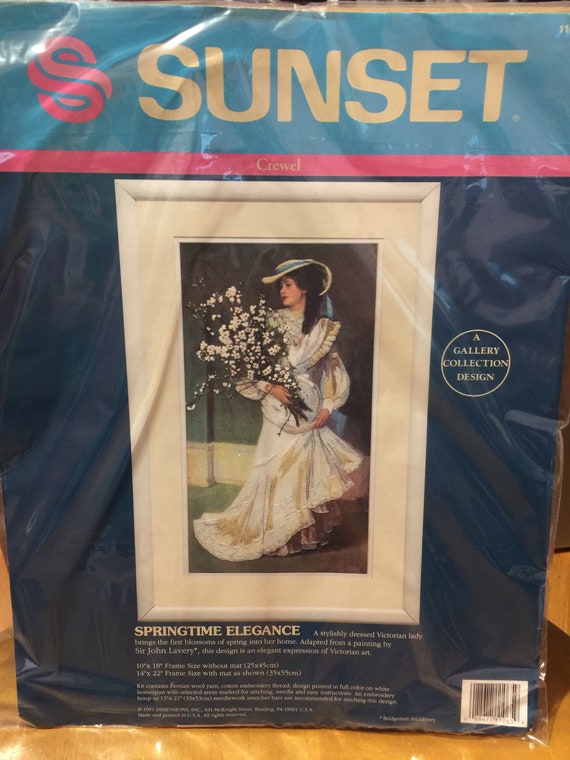 Vintage Victorian Lady Floral Crewel Embroidery Kit SPRINGTIME Etsy
