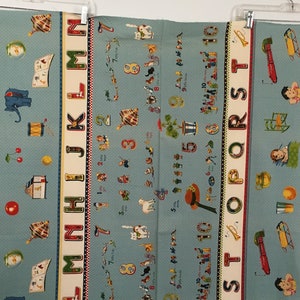 Moda Fabric ABC 123 Vintage School Children Retro Toys  Alphabet Reading Numbers Counting Learning Teacher Cotton Panel American Jane Japan