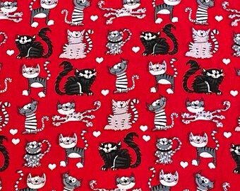 Vintage Funny Kitty Cats Fabric Quilt Cotton by FQ Fat Quarter 18x21" Hi-Fashion Fabrics