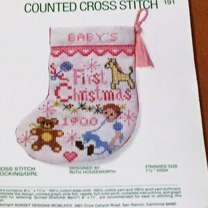 Banar Designs Counted Cross Stitch Christmas Stocking Toys Bear Vintage New